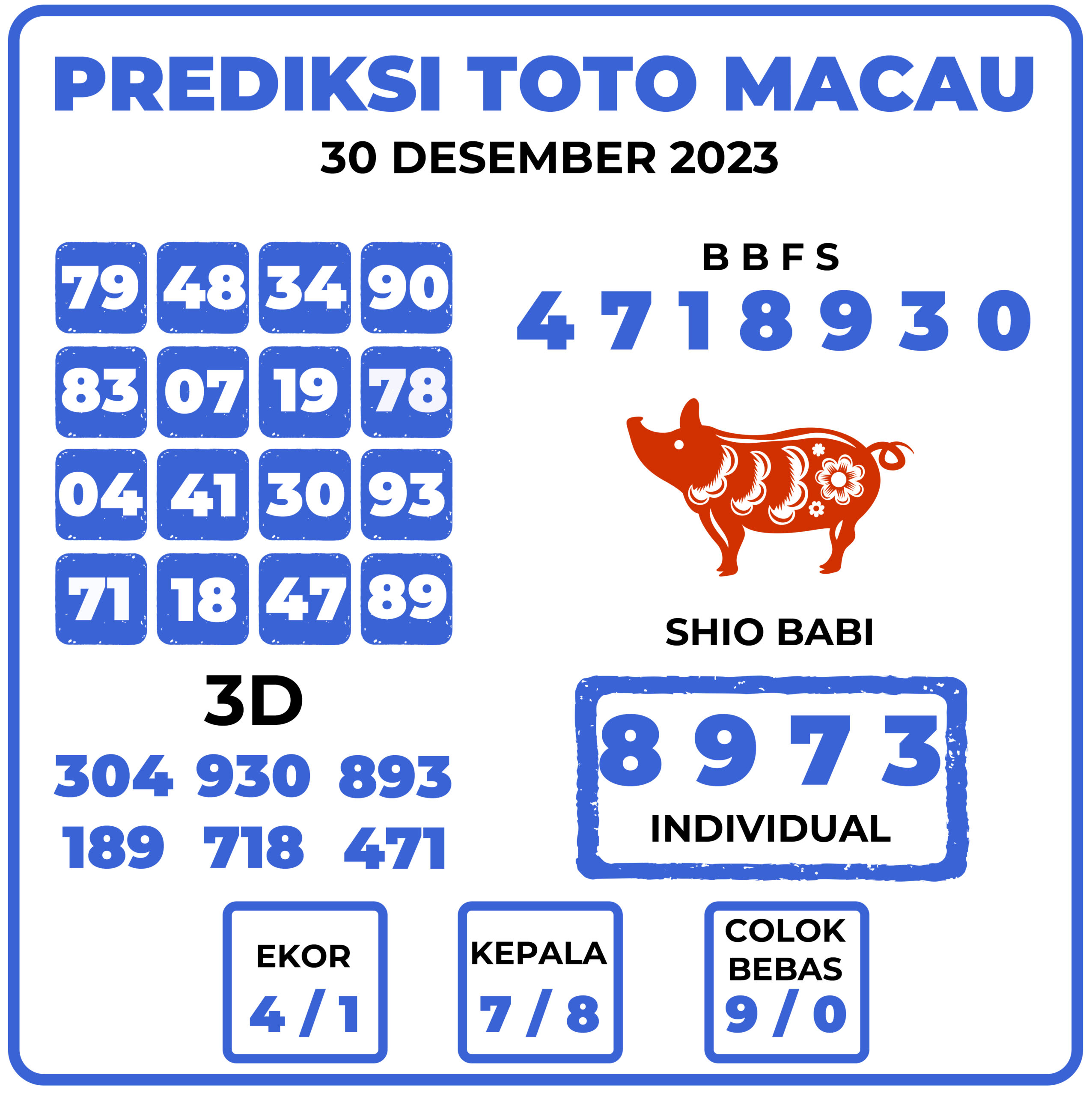 Prediksi Togel Toto Macau 30 Desember 2023