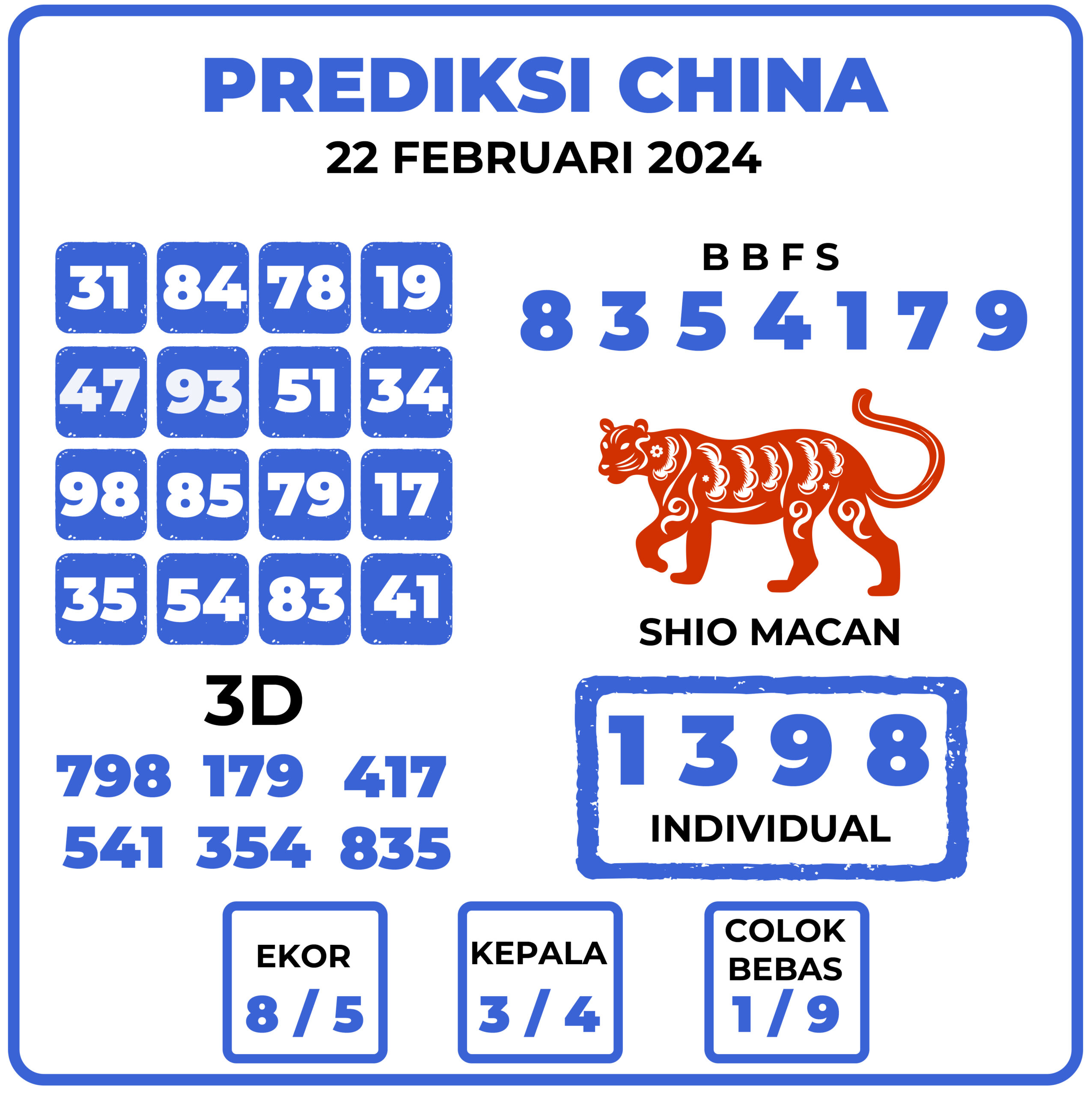 Prediksi Togel China 22 Februari 2024