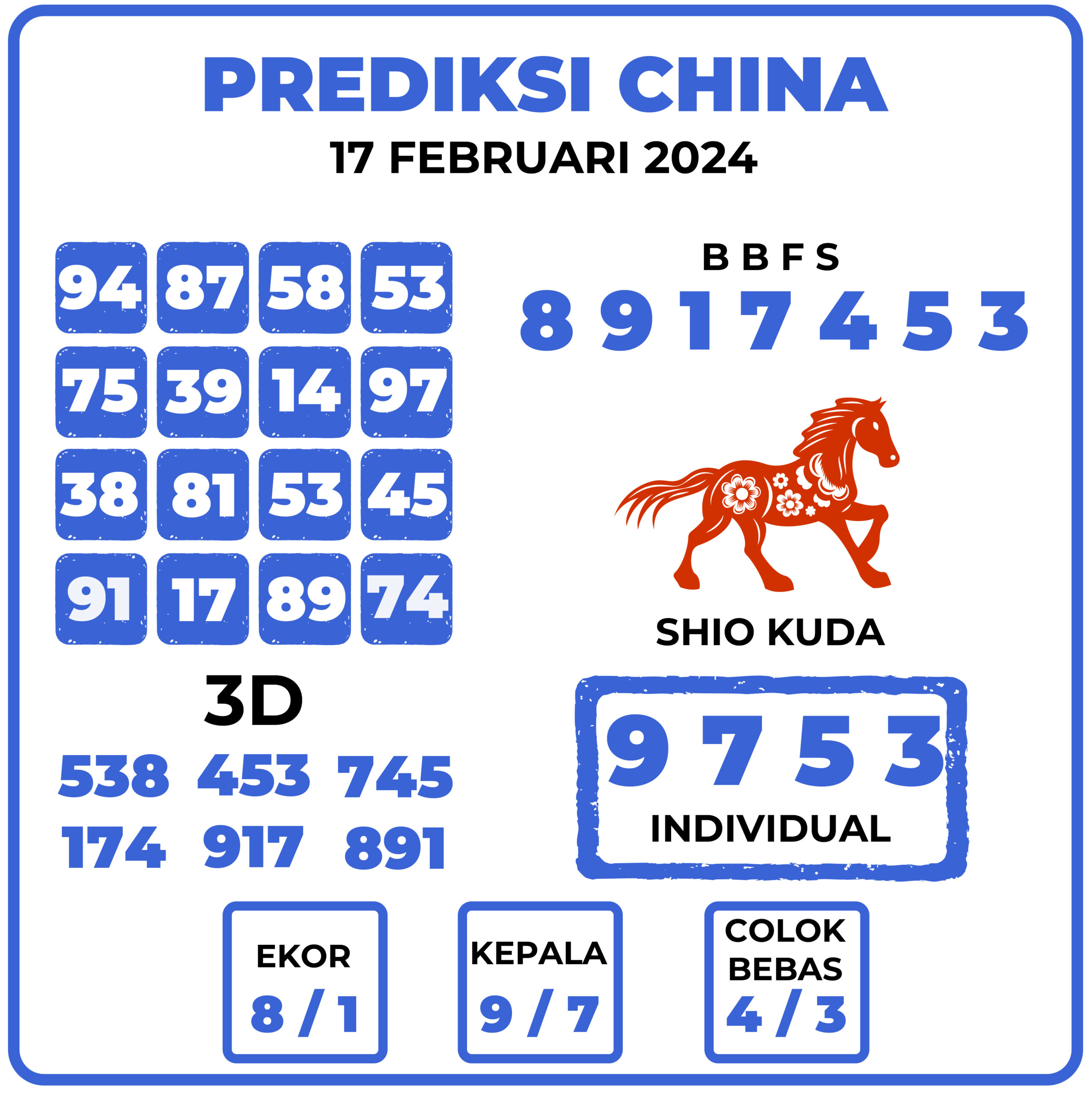 Prediksi Togel China 17 Februari 2024