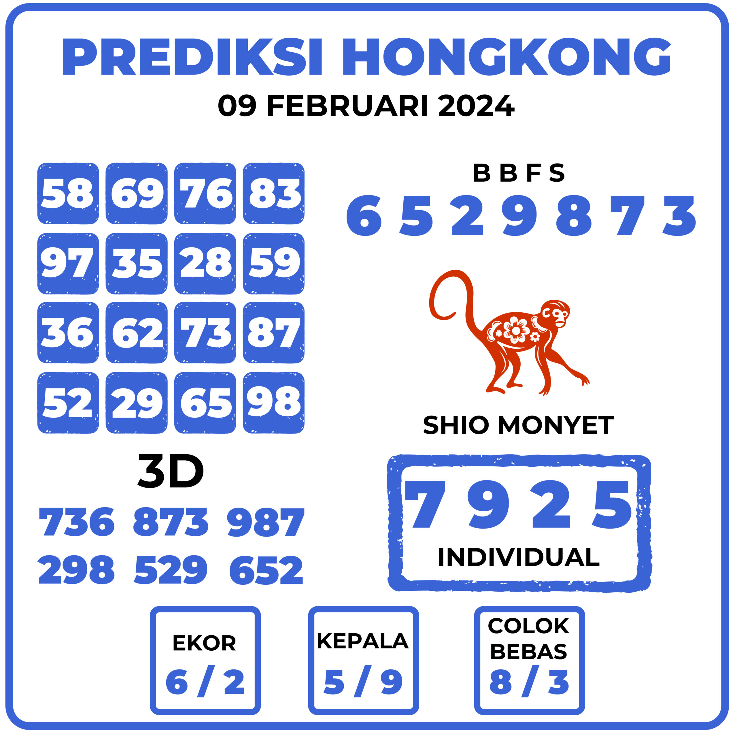 Prediksi Togel Hongkong 09 Februari 2024