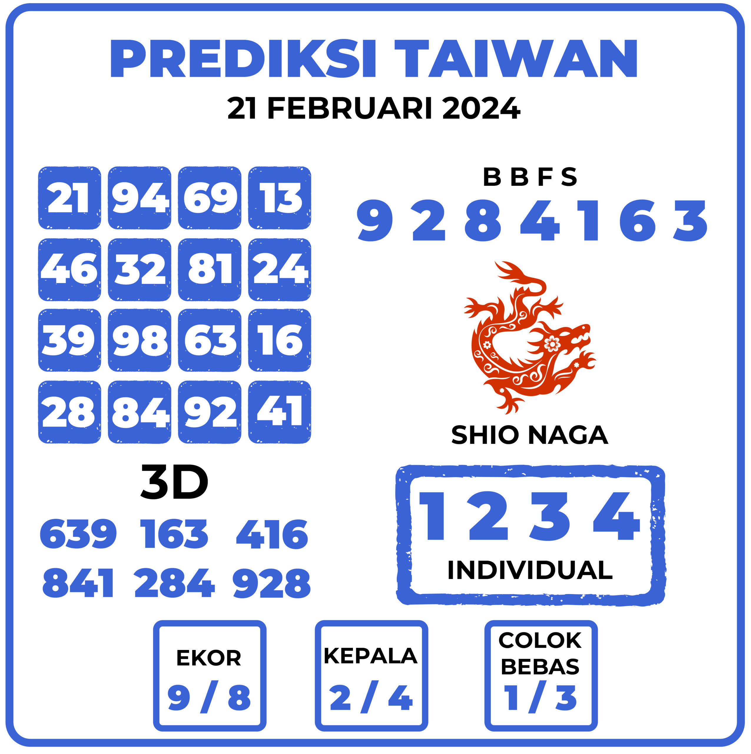 Prediksi Togel Taiwan 21 Februari 2024