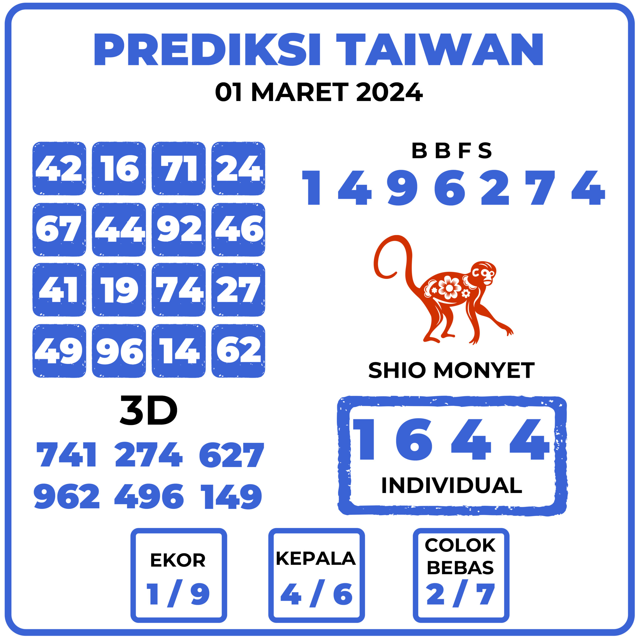 Prediksi Togel Taiwan 01 Maret 2024