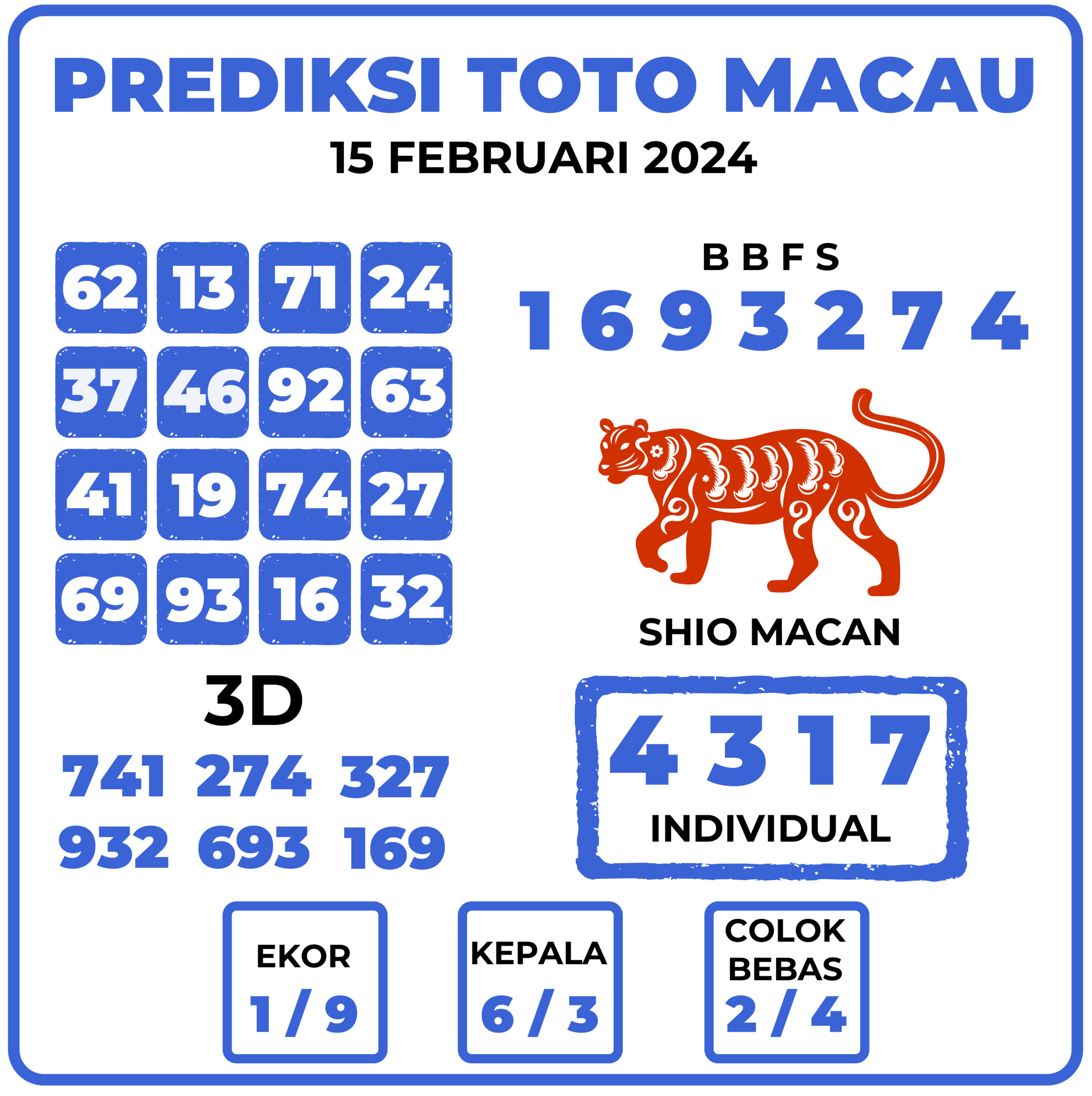 Prediksi Togel Toto Macau 15 Februari 2024