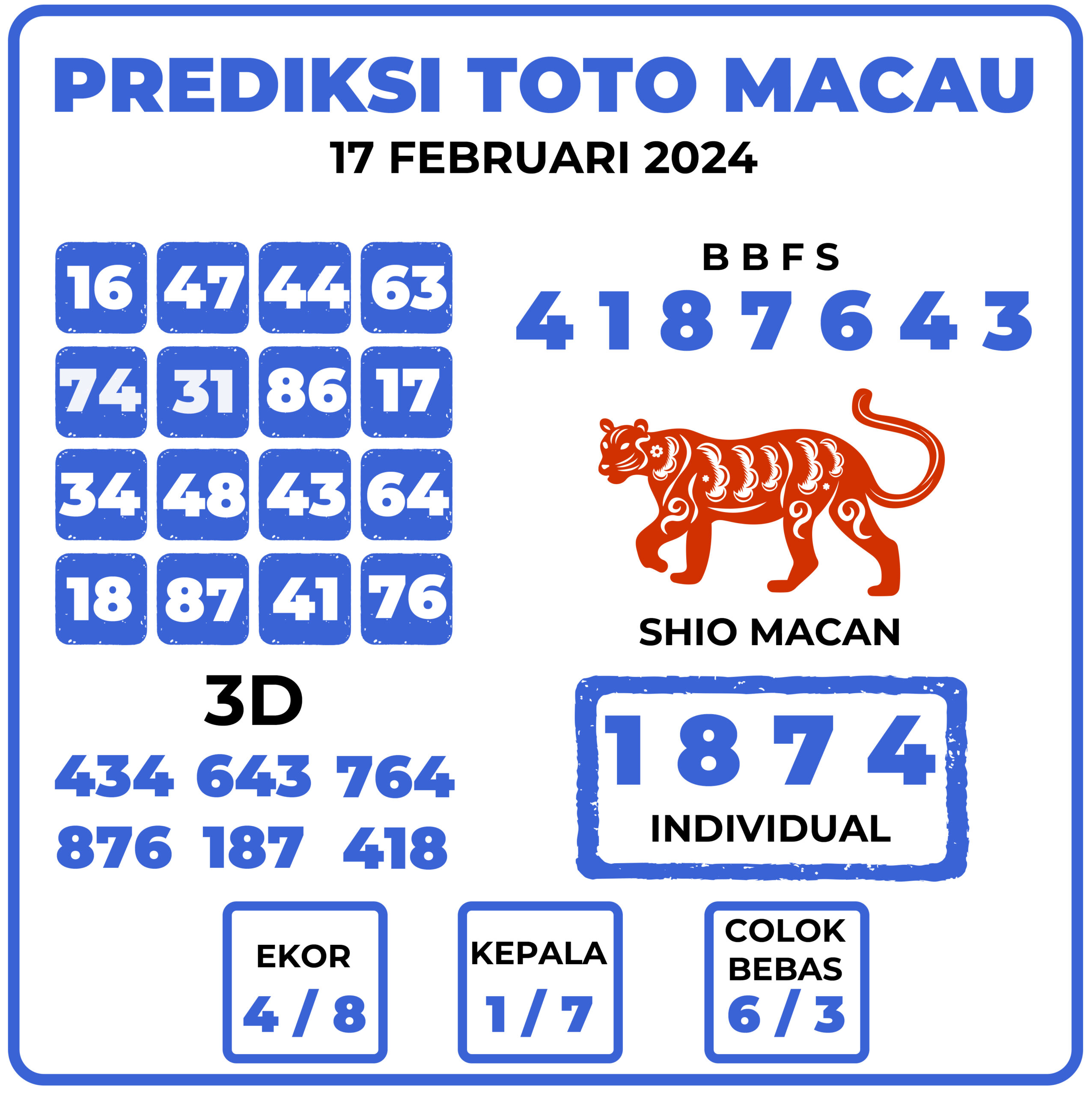 Prediksi Togel Toto Macau 17 Februari 2024