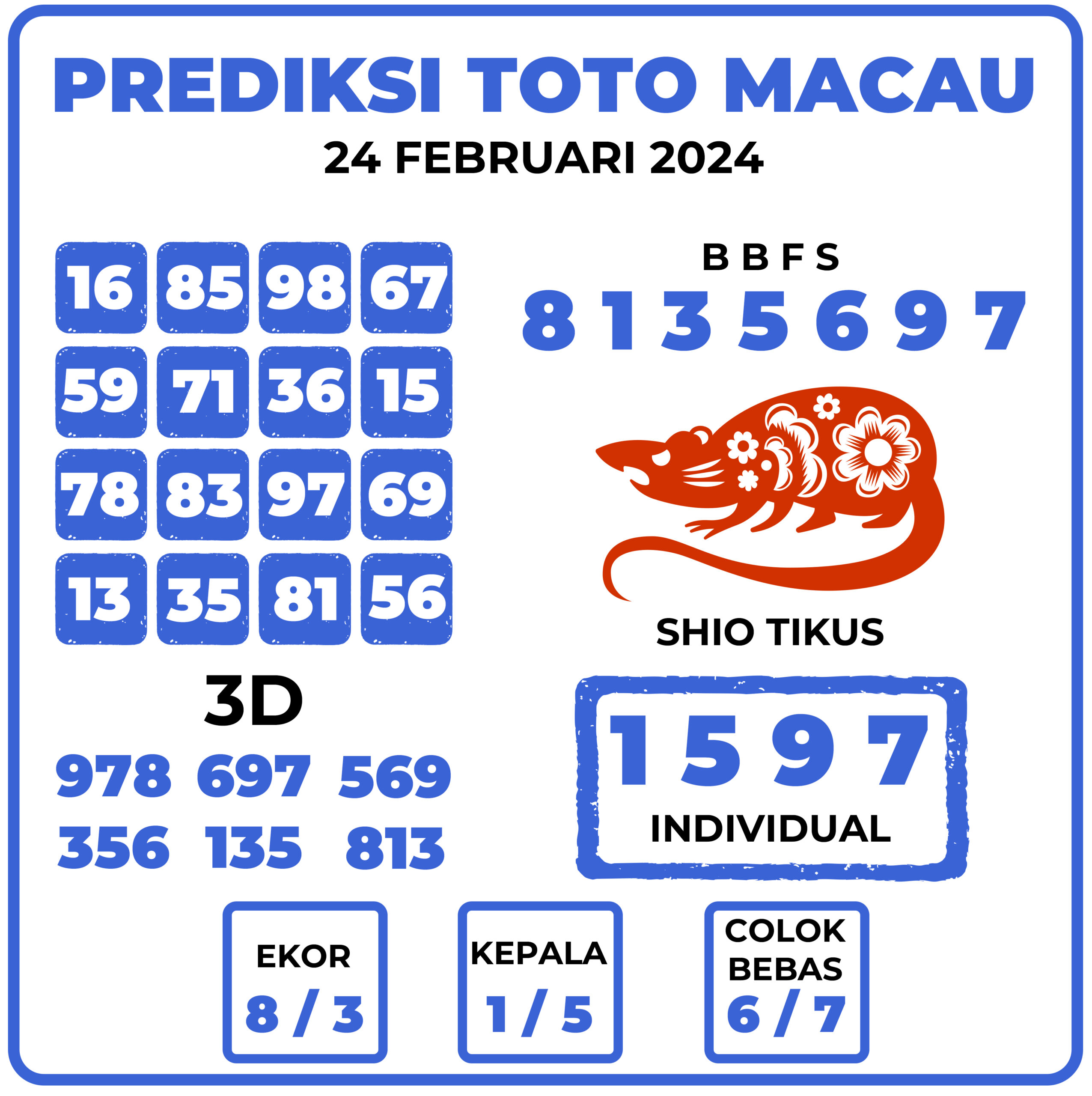 Prediksi Togel Toto Macau 24 Februari 2024